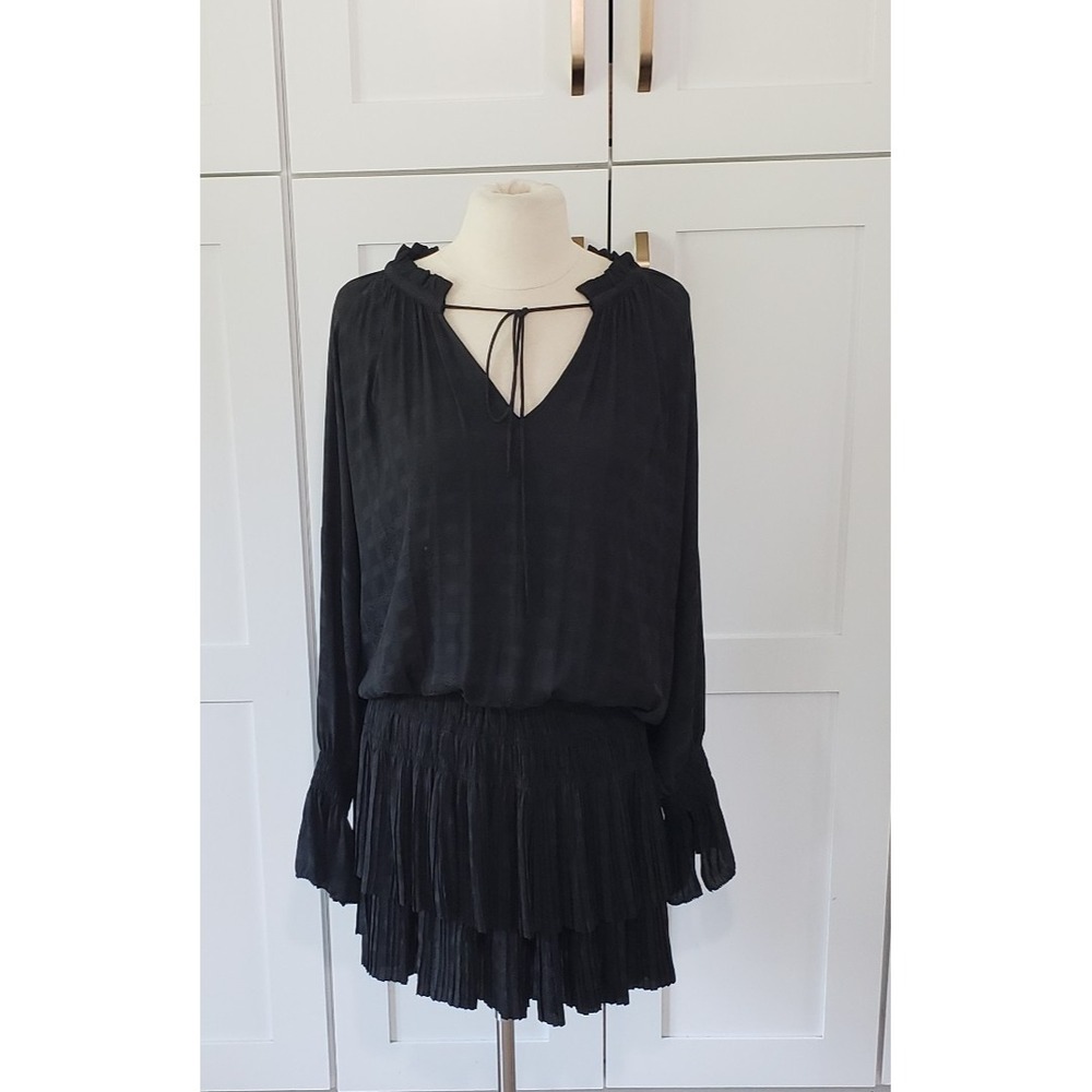 Current Air Dress Womens M Black Pleated Smocked Winds of Change Laurel Mini